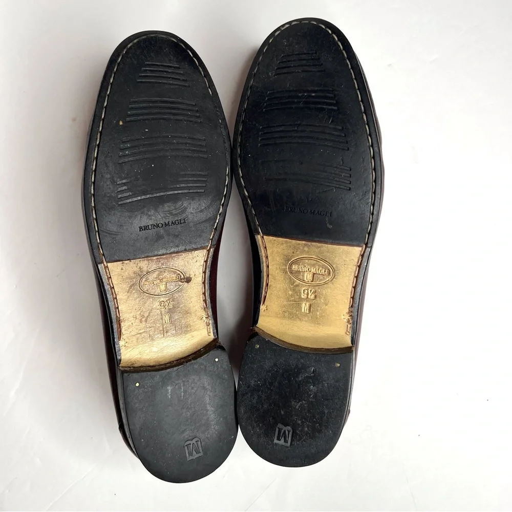 Bruno Magli Genoa Horsebit M Logo Loafer Burgundy Leather Slip-On 9.5 M Classic